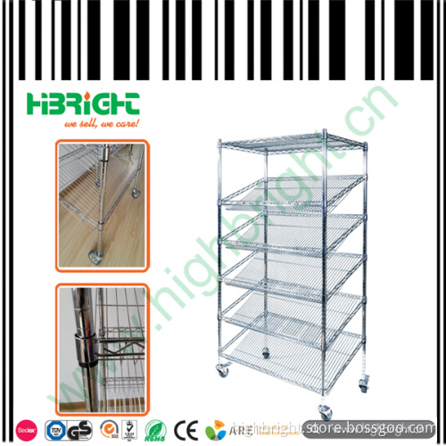 Wire Mesh Display Trolley for Bread Store